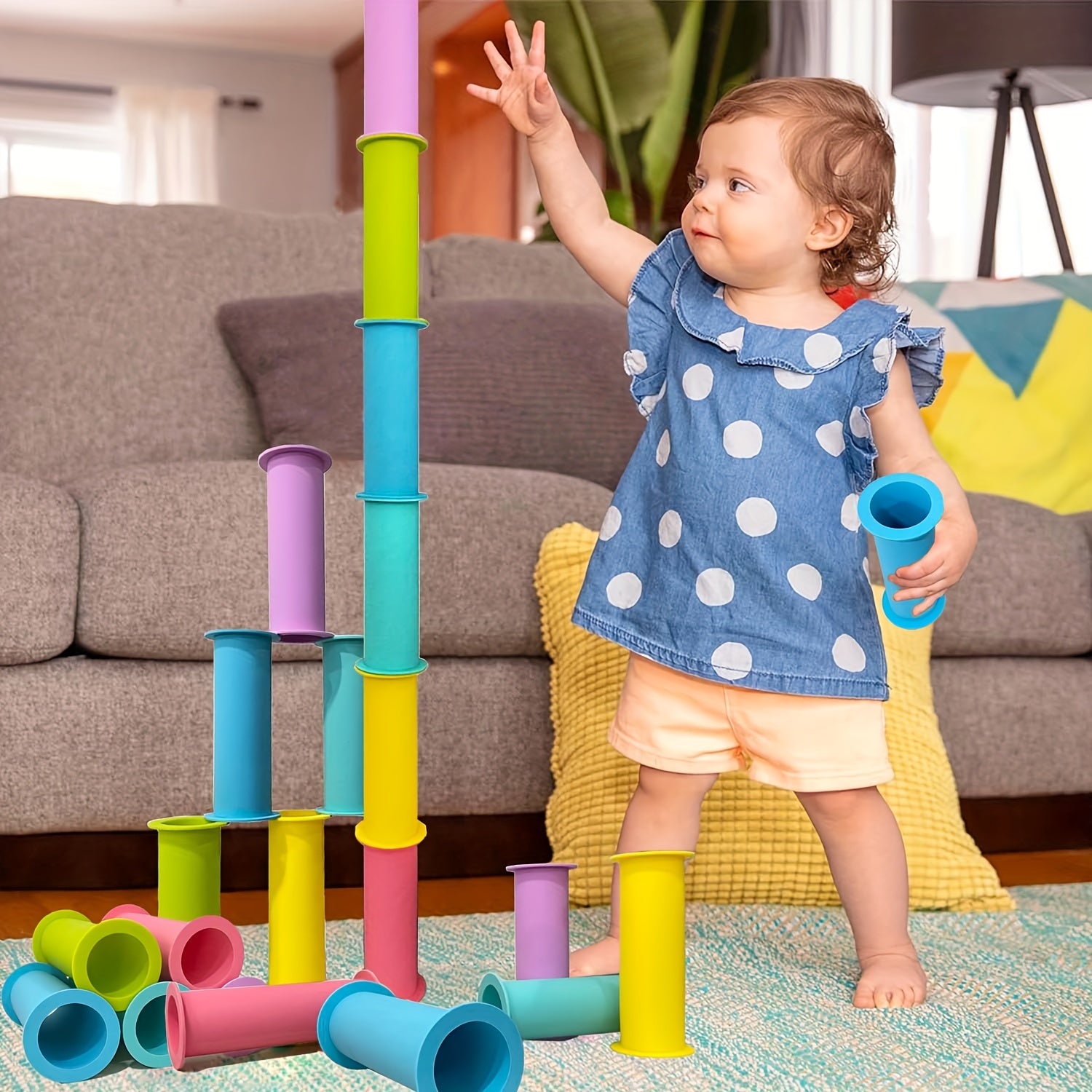Silicone Stacking Rings for Toddlers, Multi-Color Preschool Sensory ...